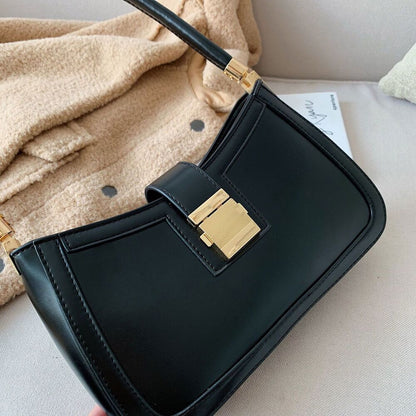 Shoulder Bags Women PU Leather Lock Handbags Purse Hand Lady Designer Zipper