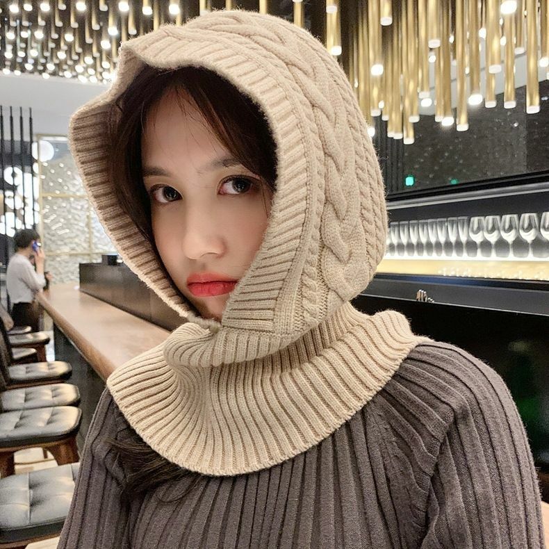 Knitted Hat Casual Warm Hood Snood Thick Neck Collar Neck Face Protect