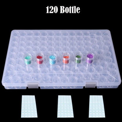 120 Bottles Diamond Painting Storage Box Portable Bead Storage Container Tools
