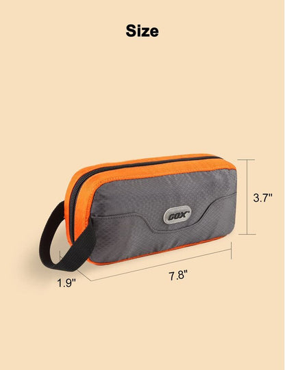 GOX Travel Toiletry Bag Dopp Kit 7.9x4.0x2.2 Inch (Pack of 1), Grey/Orange