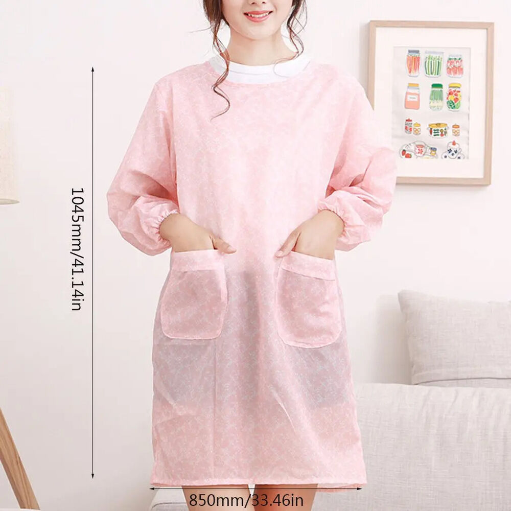 Aprons PVC Waterproof Fashion Home Kitchen Long-Sleeved Adult Unisex Smock Wears