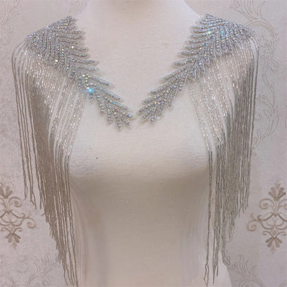 Rhinestone Patches 2-5Pcs Crystal Beaded Iron On Bridal Wedding Dress Decoration