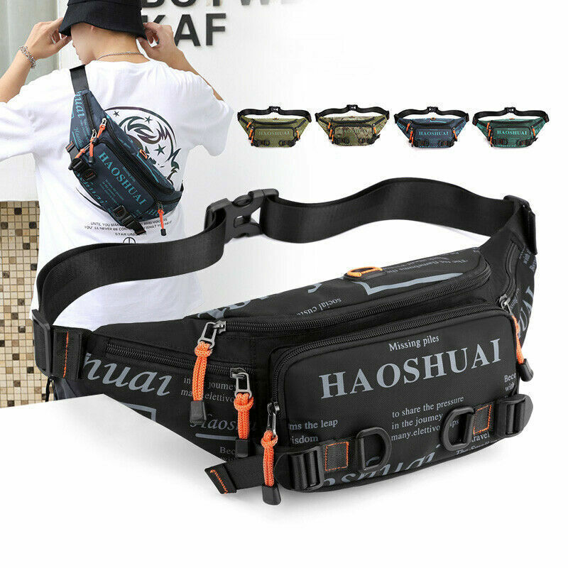 Letter Waist Bags For Men Nylon Waist Packs Belt Bag Fanny Pack Chest Bags