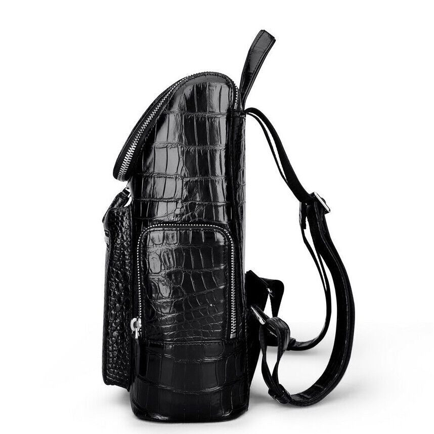 Handcrafted Real Crocodile Belly Leather Men Travel Backpack for 14" Laptop Bag