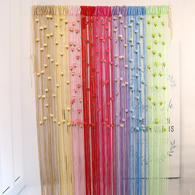 Door String Curtain French Window Thread Rope Left And Right Biparting 200x100cm