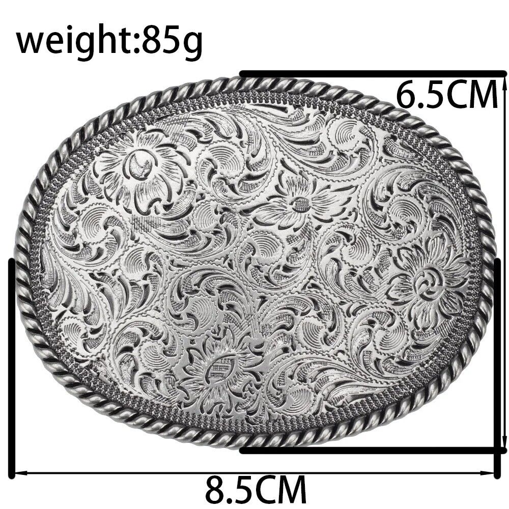 Women Belt Buckle Metal Floral Pattern Trendy Casual Fashion Accessory 8.5x6.5cm