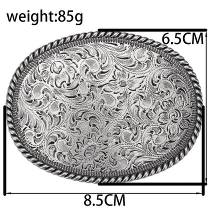 Women Belt Buckle Metal Floral Pattern Trendy Casual Fashion Accessory 8.5x6.5cm