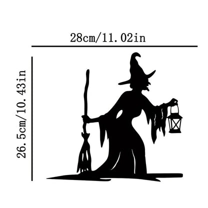 Witch Lantern On Branch Steel Silhouette Garden Yard Patio Statue Stake