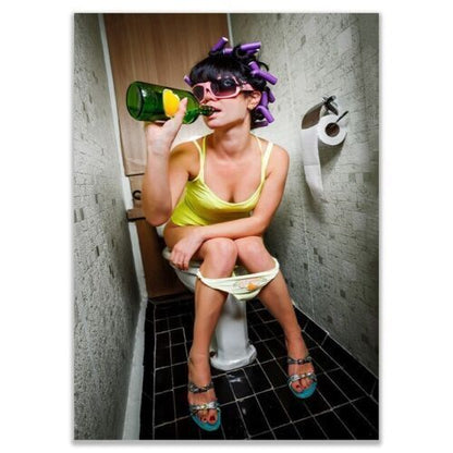 Modern Toilet Sexy Woman Canvas Painting Canvas Wall Art Home Decor Wall Picture