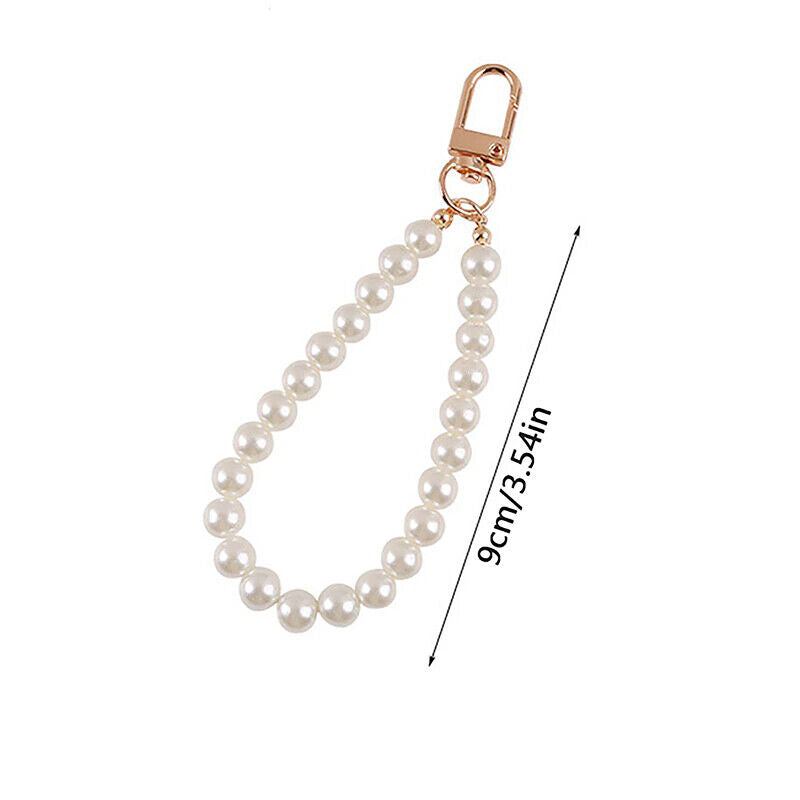 Pearls Beaded Keychains for Women Car Bag Bluetooth Headset Key Rings Pendant