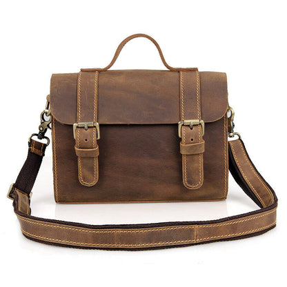 Men and Women Crazy Horse Leather Shoulder Messenger Bag Travel Small Handbag