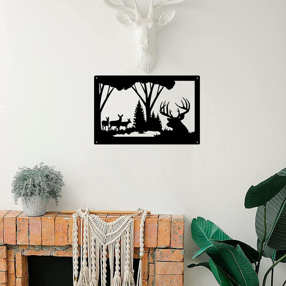 Wildlife Wall Art - Across The Pond- Deer Buck -Size 13.8" x 9" Metal Wall Art
