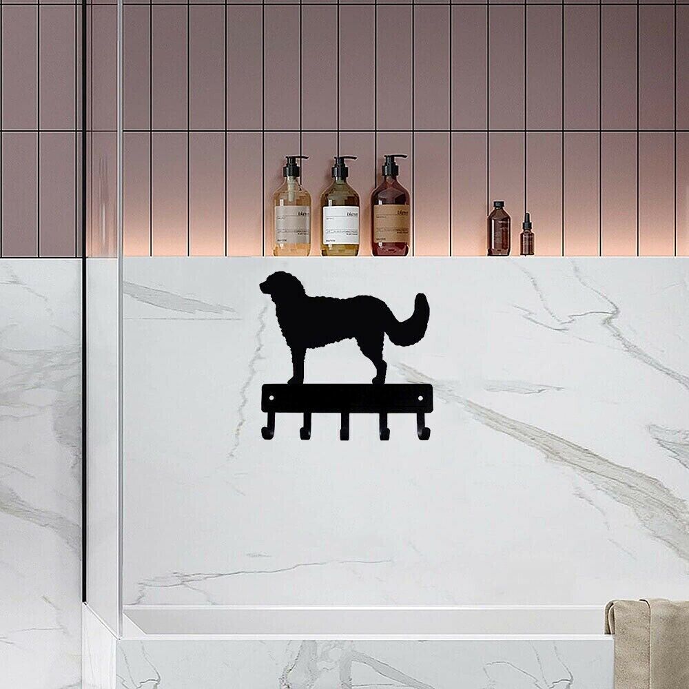 Goldendoodle Dog Key Hooks Wall Mounted Hook Up Keychain Holder Artwork
