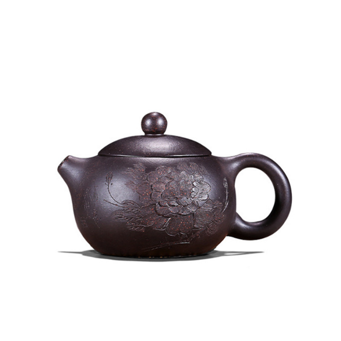 Yixing purple clay pot raw ore black gold sand peony Xishi pot purple sand teapo