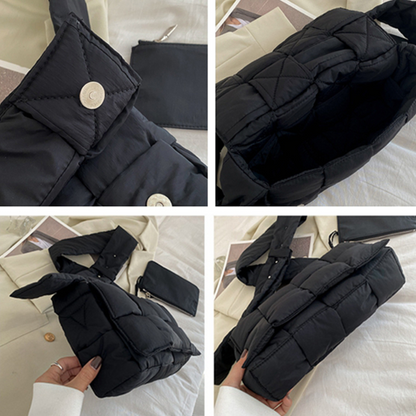 Winter Woven Cotton Women Crossbody Bag Down Shoulder Bags Women Space Handbags