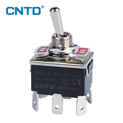 CNTD Self-locking Toggle Switch 15A 250VAC C5 Series Single Pole Double Pole