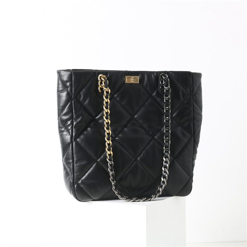 Quilted Lambskin Leather Shoulder bag Tote Purse Chain Top Handles Handbag