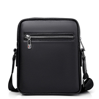 100% Genuine Leather Men's Double Zipper Sling Shoulder Messenger Bag Crossbody
