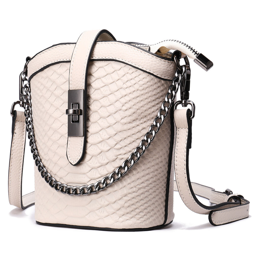 New Designer Womens Genuine Leather Shoulder Bag Snake Embroidered Small Handbag