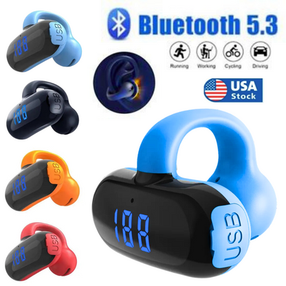 Bluetooth 5.3 Wireless Earbuds Ear Clip Bone Conduction Headphones Sport Headset