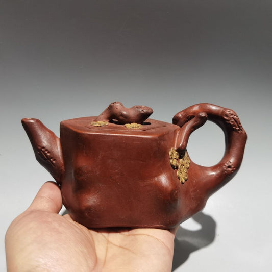 Chinese Yixing Zisha Clay Handmade Exquisite Kung Fu Tea Set Teapot 梅花树桩壶 底款：顾景舟