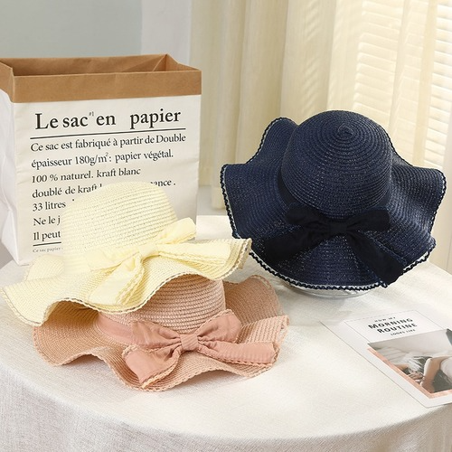 Foldable Wide Brim Floppy Girls Straw Hat Sun Hat Beach Summer Hat Protect Cap