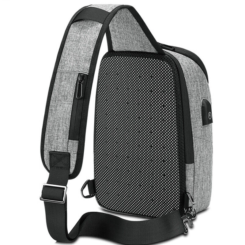 Men's Sling Backpack Oxford cloth Waterproof Crossbody Bag USB Port Outdoorsport