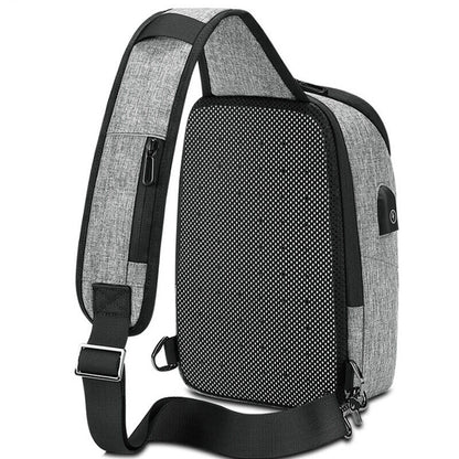 Men's Sling Backpack Oxford cloth Waterproof Crossbody Bag USB Port Outdoorsport