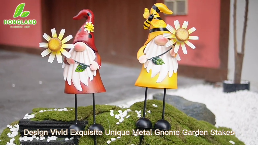 Windmill Sculpture 2Pcs Outdoor Gnome Statue Yard Art Garden Lawn Decor 18x7.5in