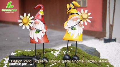 Windmill Sculpture 2Pcs Outdoor Gnome Statue Yard Art Garden Lawn Decor 18x7.5in