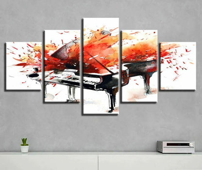 Graffiti Music Piano Abstract 5 Pieces canvas Wall Art Print Picture Home Decor