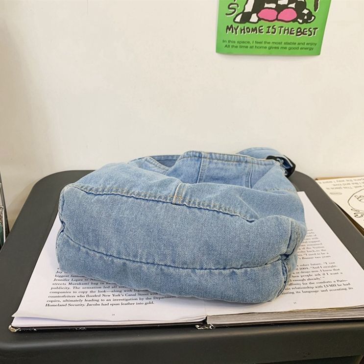 Denim Textile Big Capacity Hobo Bag Soft Jeans Fabric School Laptop Pouch Bags