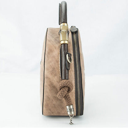 Women's Retro Genuine Leather Handbags Embossed Flow