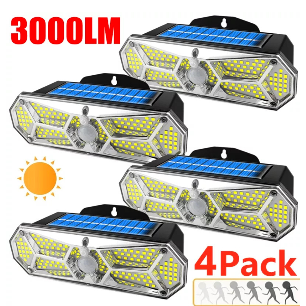 Lampara Luces Solar Seguridad Exterior Luz de Pared con Sensor de Movimiento 4Pc