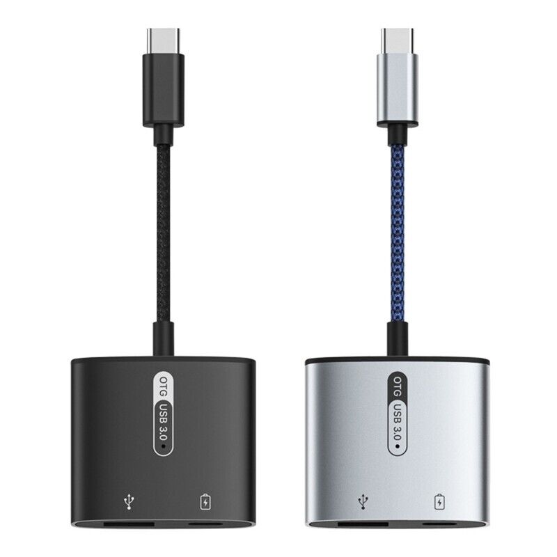 2 in 1 Type C Splitter OTG Adapter USB3.0 Converter Wire Power Cable Wearproof