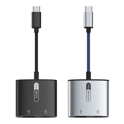 2 in 1 Type C Splitter OTG Adapter USB3.0 Converter Wire Power Cable Wearproof