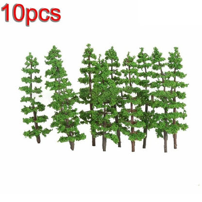 Model Trees 10Pcs Plastic Pine HO Scale DIY Miniature Railroad Landscape Layouts