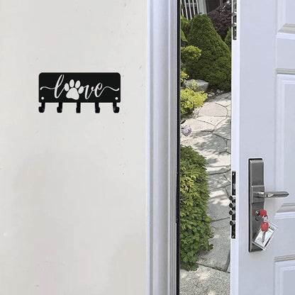 Puppy Dog Love Key Rack Hanger & Organizer - 6 inch/9 inch Wide Metal Wall Art