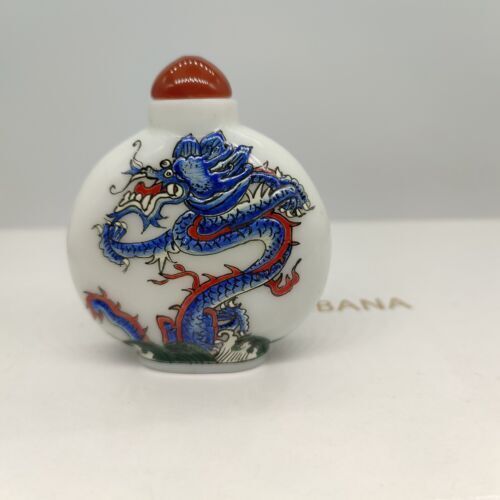 vintage chinese Glass snuff bottles dragon statue Painted snuffbox gifts figures