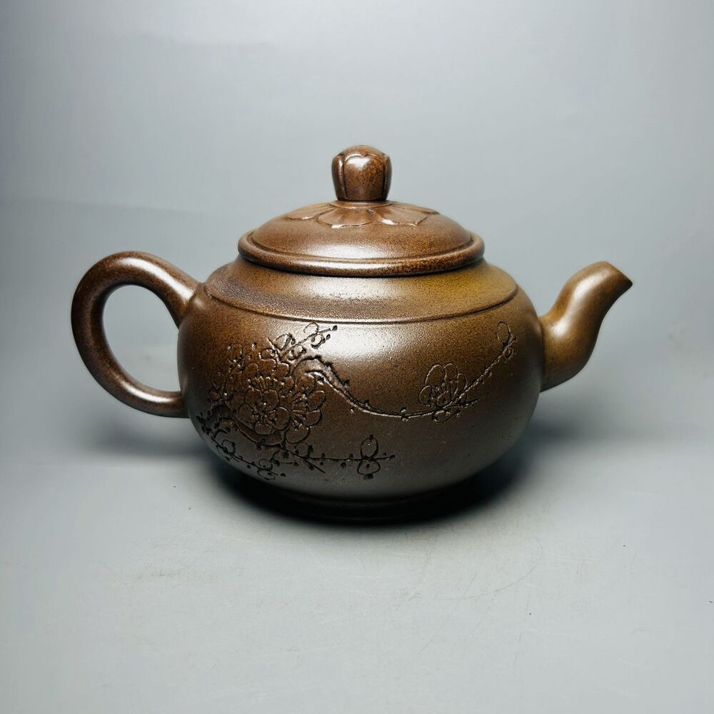 Vintage Chinese Yixing Purple Clay Teapot Zisha Ceremony Carving Collectible Art