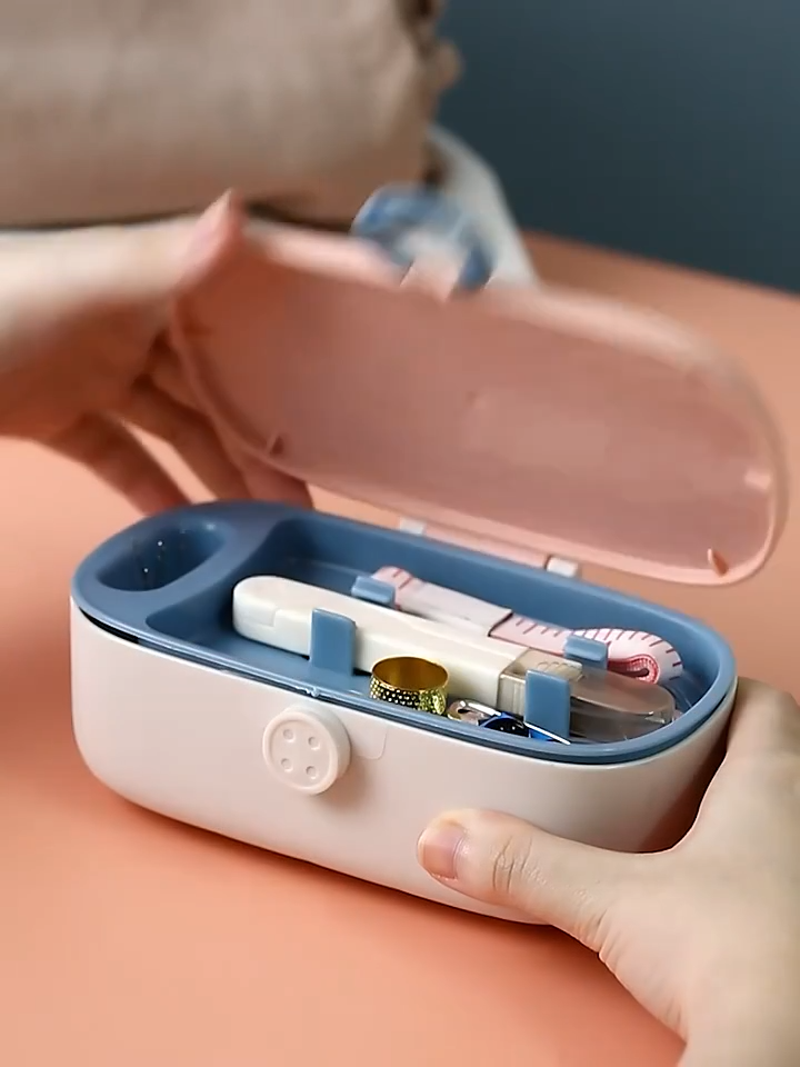 Sewing Kits Storage Box Plastic Double-Layer Knitting Needle Thread Bin 15.5x6cm
