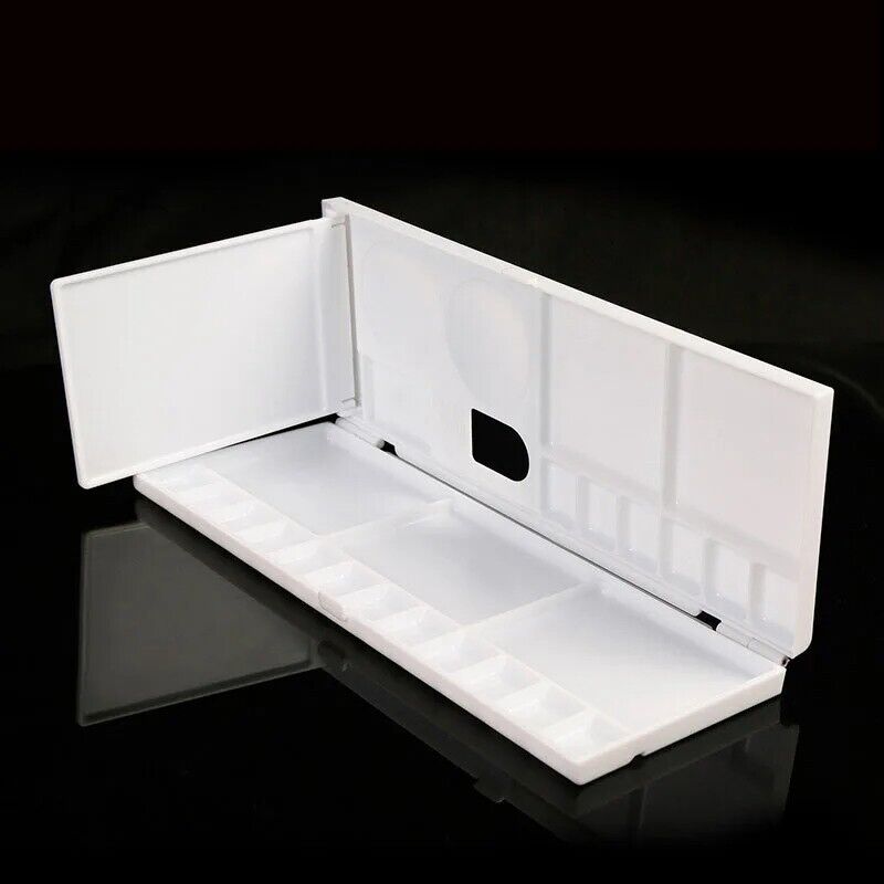 Empty Watercolor Palette Plastic Gouache Paints Box Painting Arts Supply 26x10cm