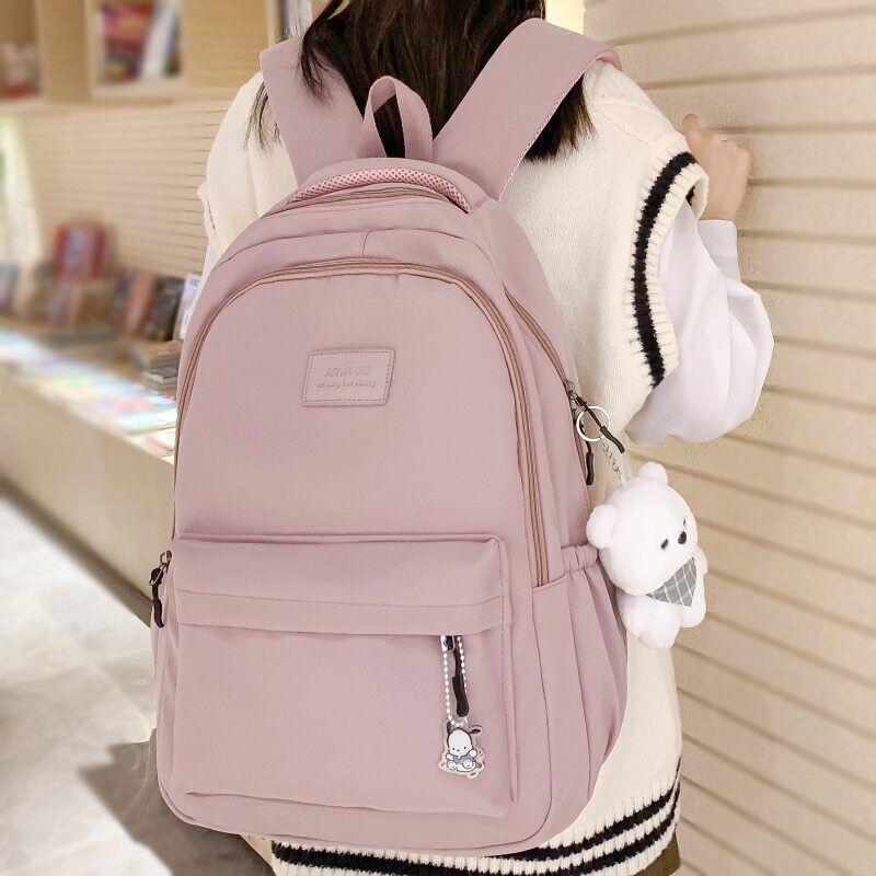 Women Pink Student Backpack Girl Travel School Bag Lady Book College Bag