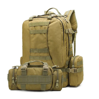 55L Tactical Backpack 4 in 1 Mens Sport Bag Outdoor Hiking Climbing Army Pack