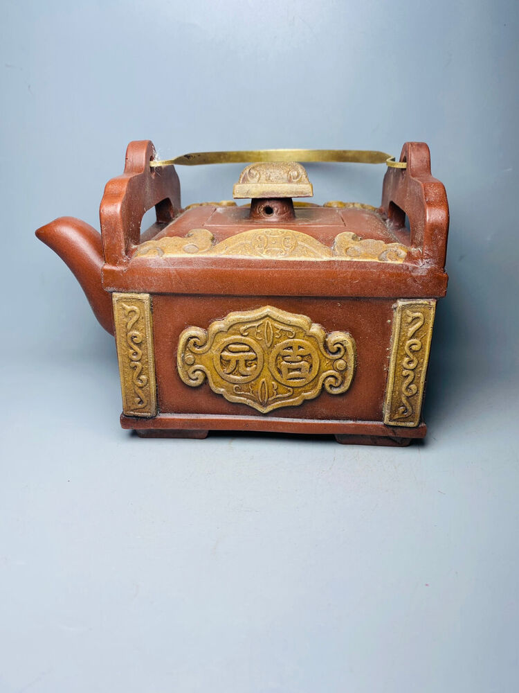 Chinese Yixing Zisha Clay Handmade Exquisite Teapot （百宝箱提梁 底款：大明万历年间）