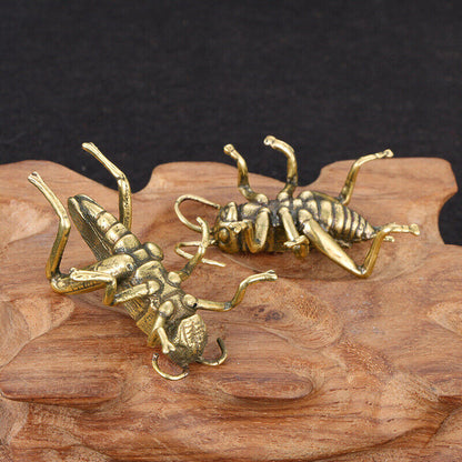 A Pair of Collectible Solid Pure Copper Brass Old Cricket Tea Pet Crafts