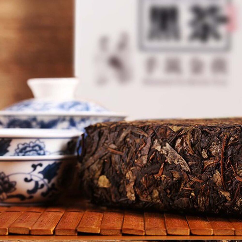 Healthy 1000g Black Tea Brick Anhua Golden Handmade Flower Tea Natural Ripper-