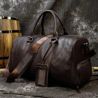 Men Women Travel Bag Cow Leather Carry On Luggage Bag Travel Shoulder Bag