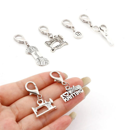 Knitting Stitch Marker 12Pcs Ancient Silver Knitted Crochet Lock Row Sewing Tool