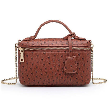 Handbag Ostrich Pattern Leather Bag Women Clutch Party Purse Ostrich Bag Chain